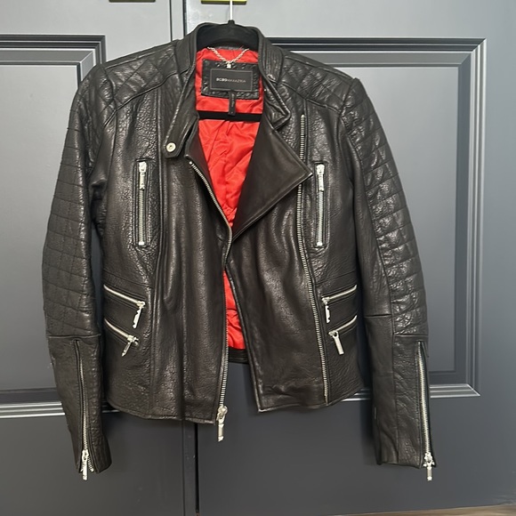 BCBG MaxAzria Classic Moto Biker Leather Jacket - Picture 3 of 8